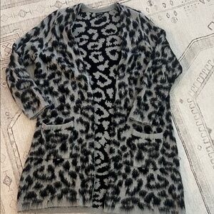 Torrid Black and Gray Leopard Cardigan